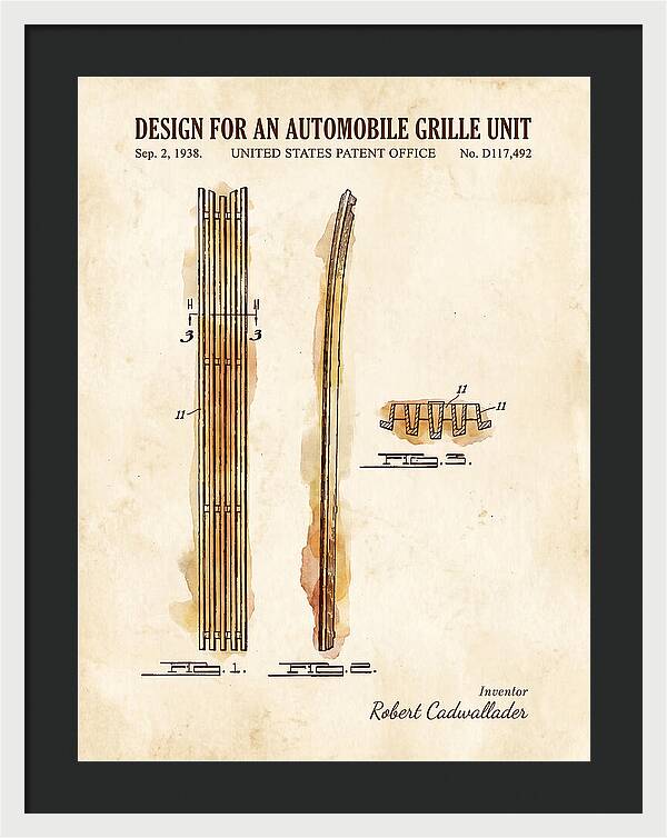 Automobile Grille Unit Watercolor Patent Usd117492s