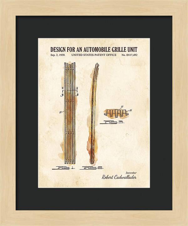 Automobile Grille Unit Watercolor Patent Usd117492s