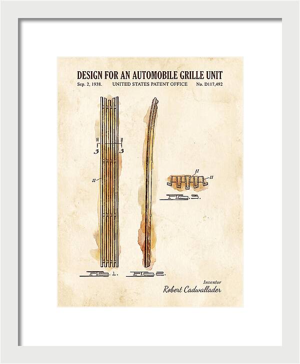 Automobile Grille Unit Watercolor Patent Usd117492s