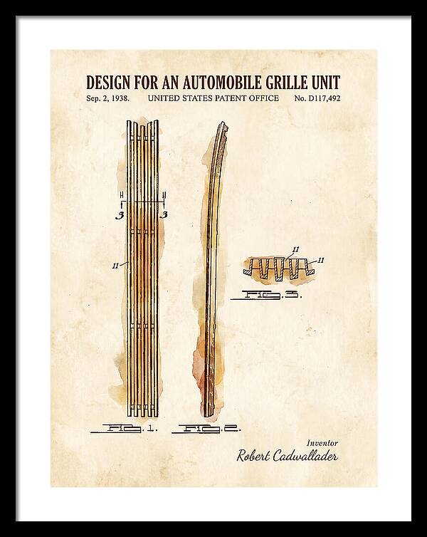 Automobile Grille Unit Watercolor Patent Usd117492s
