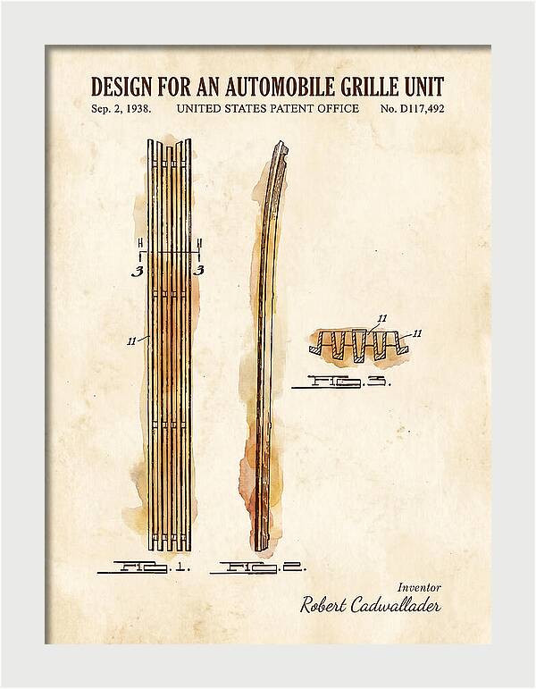 Automobile Grille Unit Watercolor Patent Usd117492s