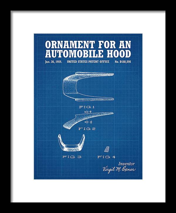 Automobile Hood Ornament Blueprint Patent Usd188596s