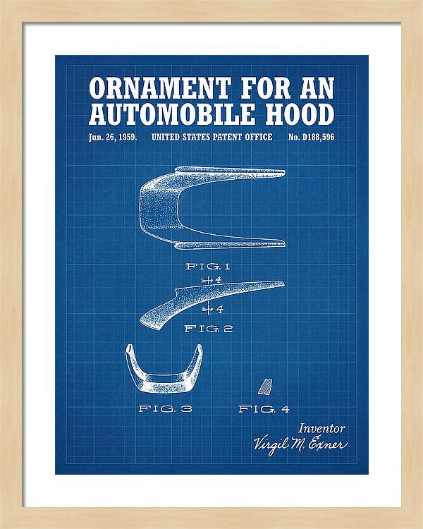 Automobile Hood Ornament Blueprint Patent Usd188596s