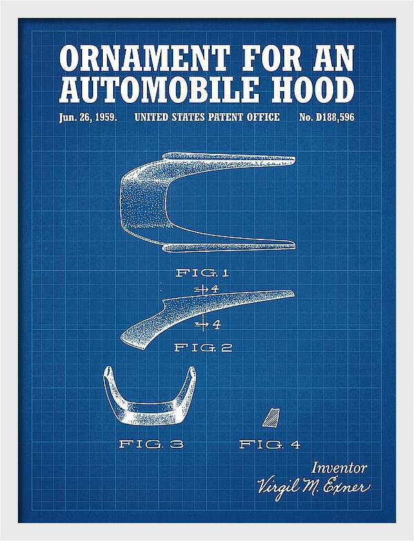 Automobile Hood Ornament Blueprint Patent Usd188596s