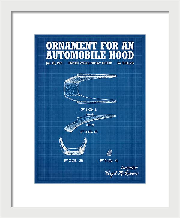 Automobile Hood Ornament Blueprint Patent Usd188596s