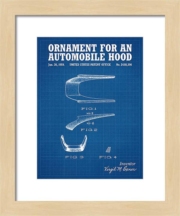 Automobile Hood Ornament Blueprint Patent Usd188596s
