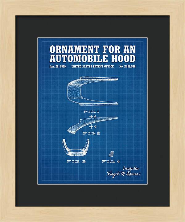 Automobile Hood Ornament Blueprint Patent Usd188596s