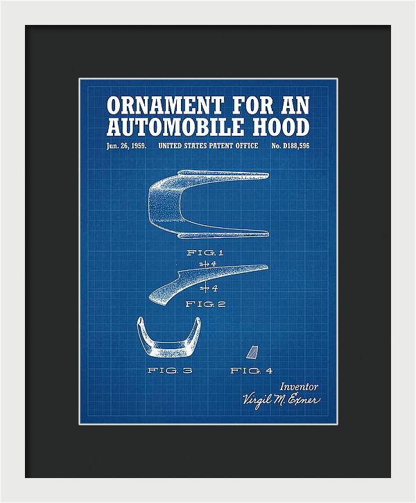 Automobile Hood Ornament Blueprint Patent Usd188596s