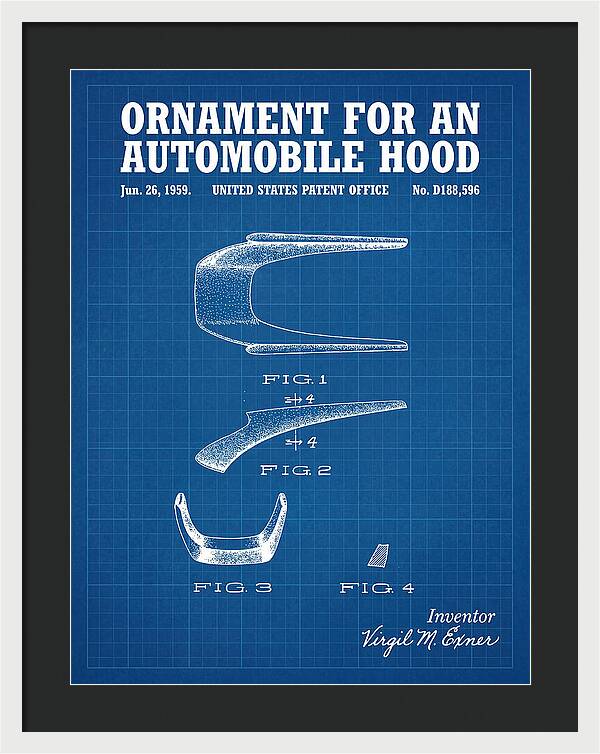 Automobile Hood Ornament Blueprint Patent Usd188596s