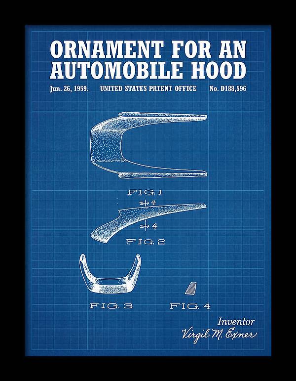 Automobile Hood Ornament Blueprint Patent Usd188596s