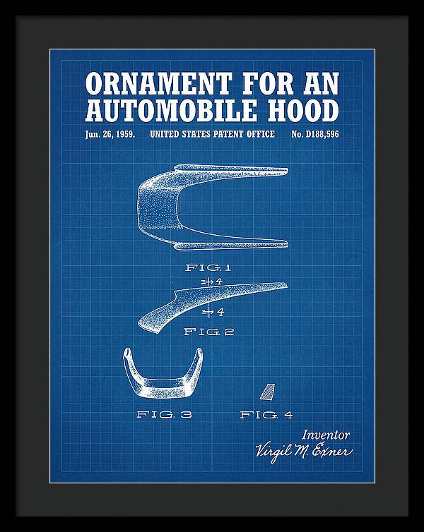Automobile Hood Ornament Blueprint Patent Usd188596s