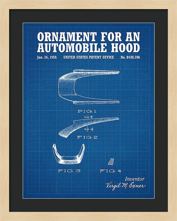 Automobile Hood Ornament Blueprint Patent Usd188596s