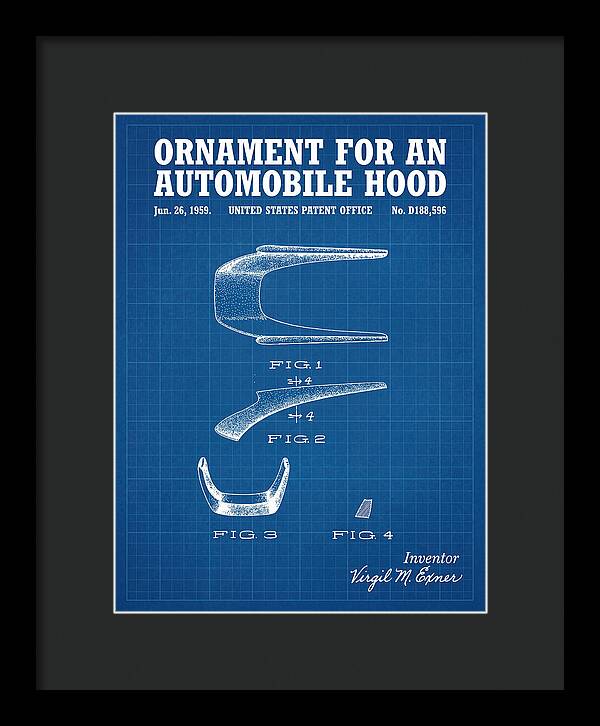 Automobile Hood Ornament Blueprint Patent Usd188596s