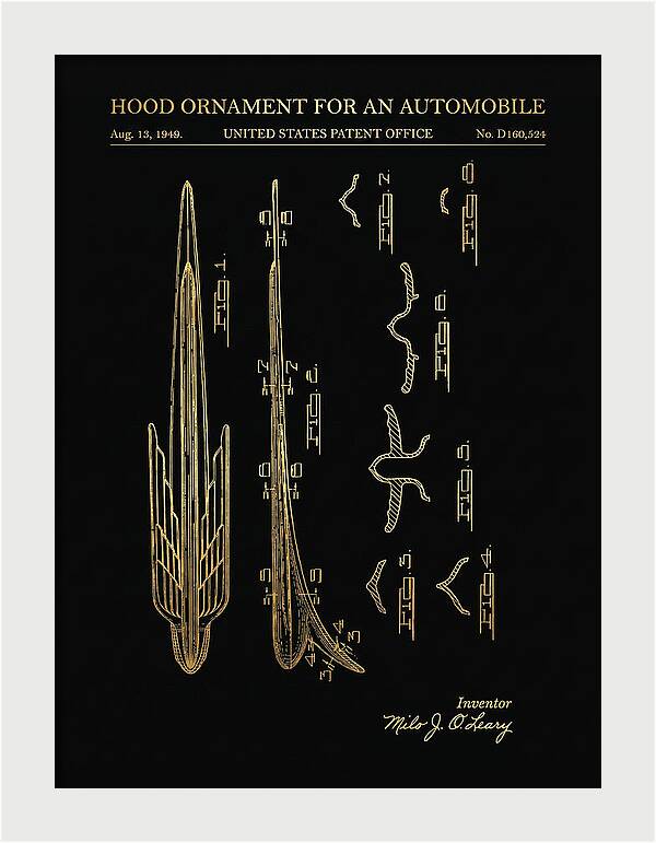 Automobile Hood Ornament Gold Patent Usd160524s