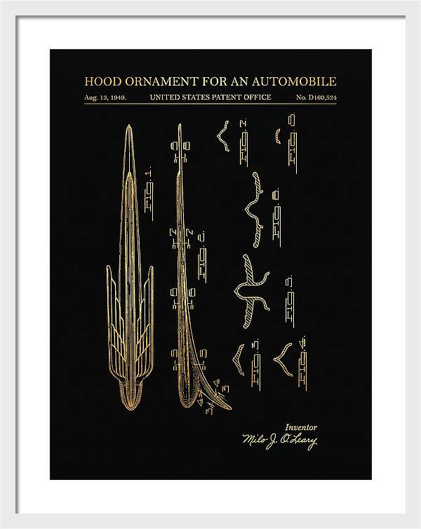 Automobile Hood Ornament Gold Patent Usd160524s
