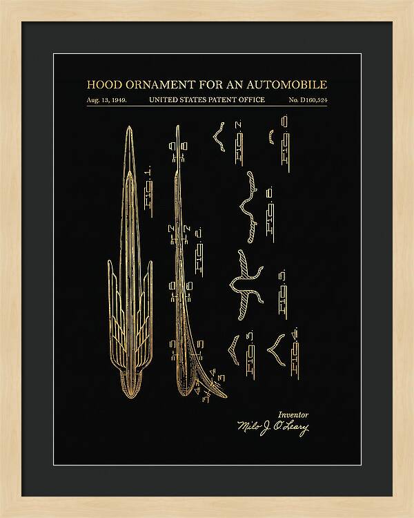 Automobile Hood Ornament Gold Patent Usd160524s