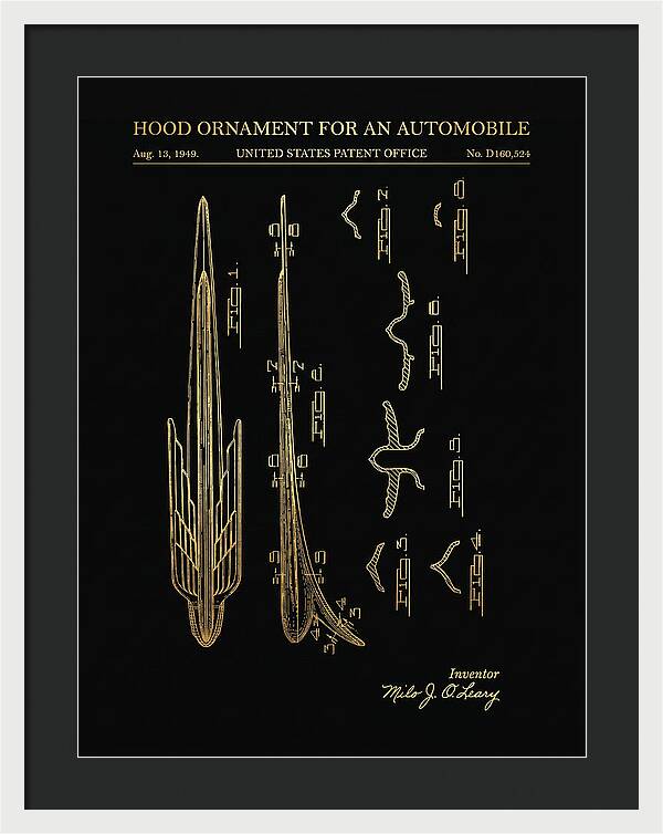Automobile Hood Ornament Gold Patent Usd160524s