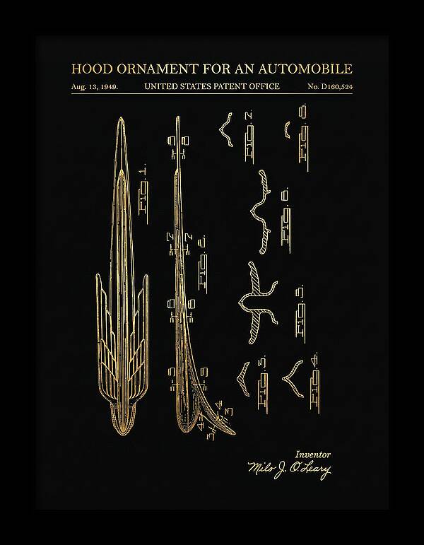 Automobile Hood Ornament Gold Patent Usd160524s
