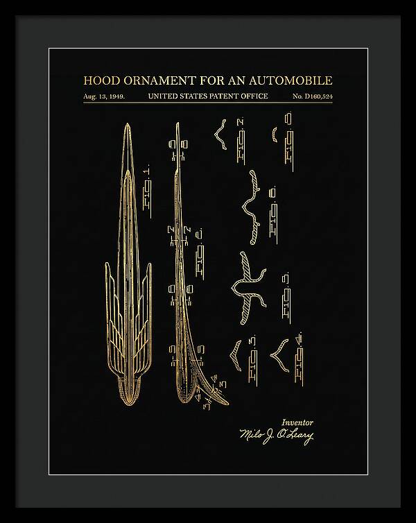 Automobile Hood Ornament Gold Patent Usd160524s