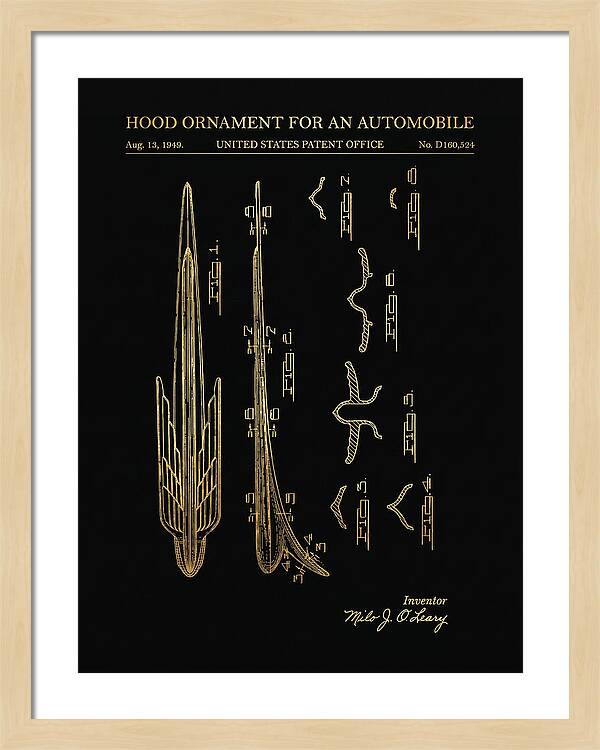Automobile Hood Ornament Gold Patent Usd160524s