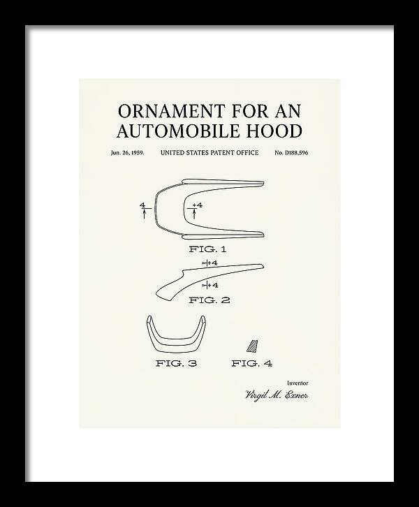 Automobile Hood Ornament Minimalist Patent Usd188596s
