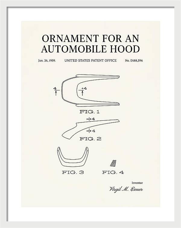 Automobile Hood Ornament Minimalist Patent Usd188596s