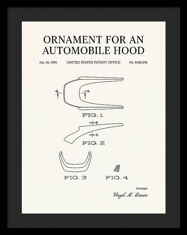 Automobile Hood Ornament Minimalist Patent Usd188596s