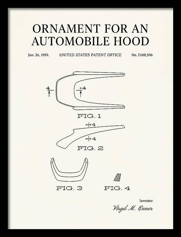 Automobile Hood Ornament Minimalist Patent Usd188596s
