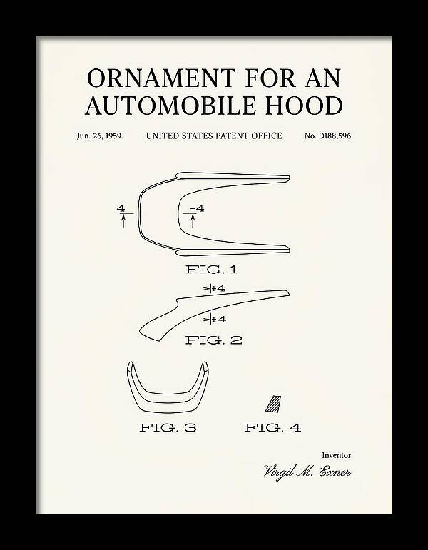 Automobile Hood Ornament Minimalist Patent Usd188596s