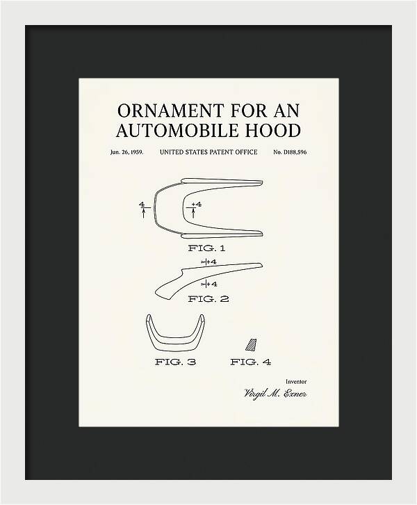 Automobile Hood Ornament Minimalist Patent Usd188596s