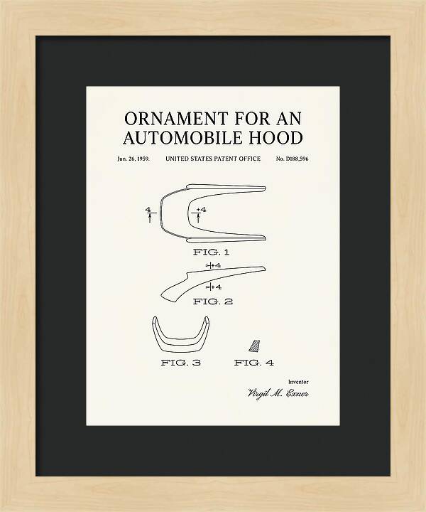 Automobile Hood Ornament Minimalist Patent Usd188596s
