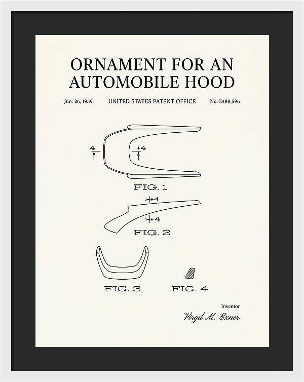Automobile Hood Ornament Minimalist Patent Usd188596s