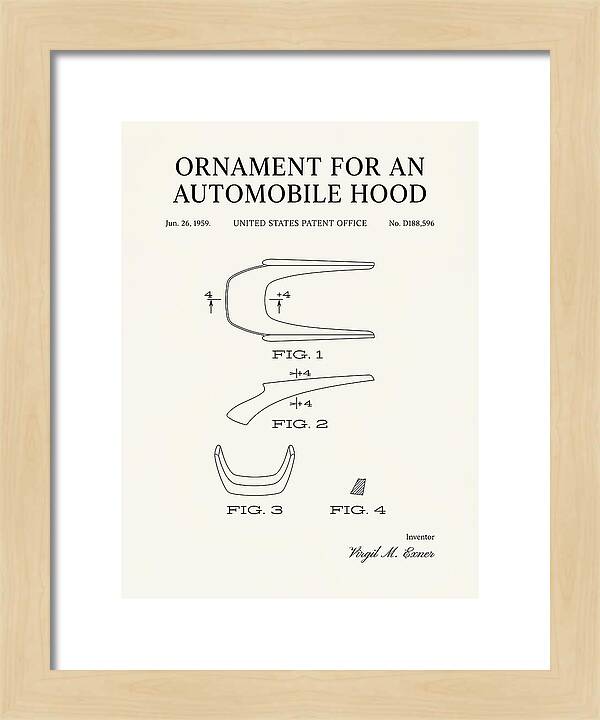 Automobile Hood Ornament Minimalist Patent Usd188596s