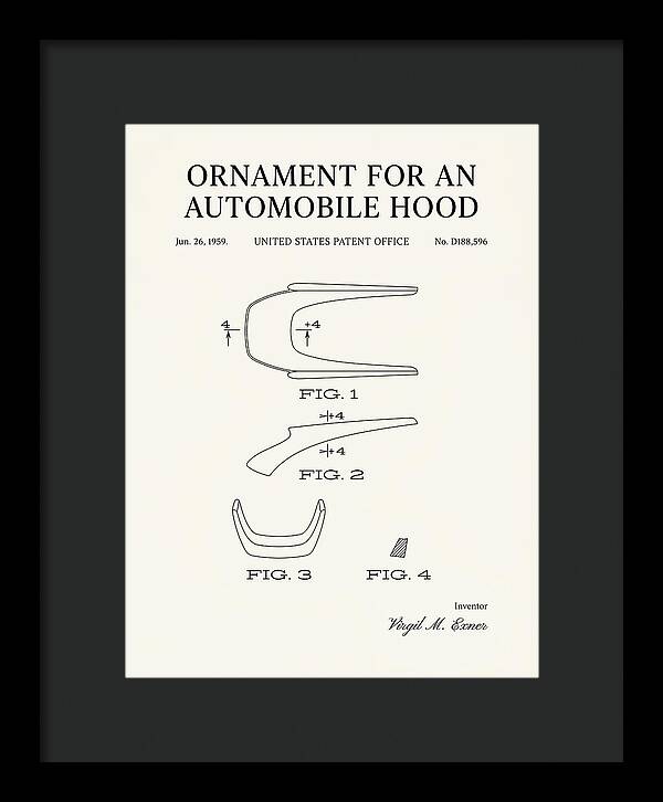 Automobile Hood Ornament Minimalist Patent Usd188596s