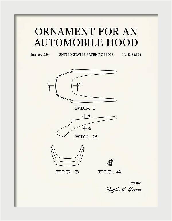Automobile Hood Ornament Minimalist Patent Usd188596s