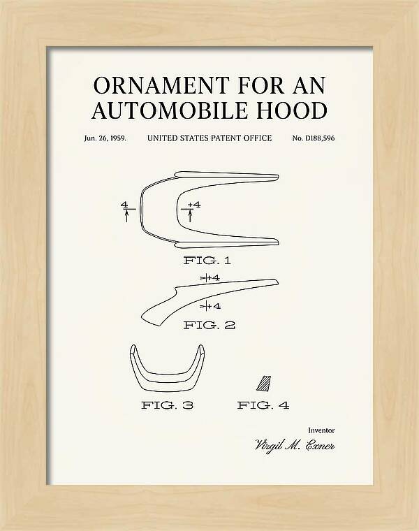 Automobile Hood Ornament Minimalist Patent Usd188596s