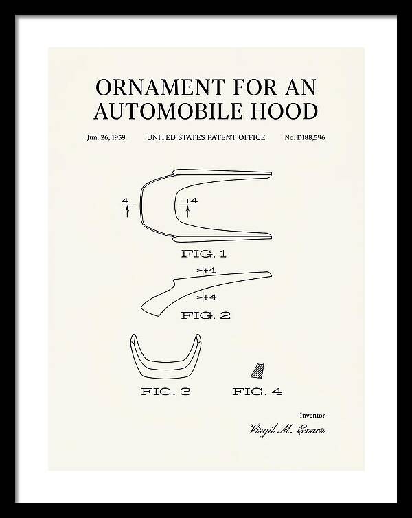 Automobile Hood Ornament Minimalist Patent Usd188596s