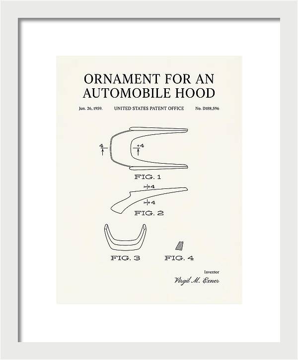 Automobile Hood Ornament Minimalist Patent Usd188596s