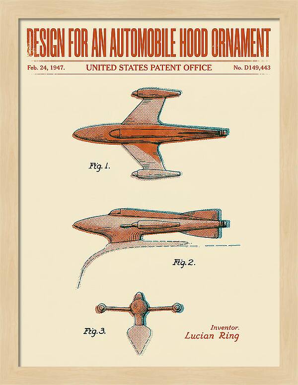 Automobile Hood Ornament Retro Patent Usd149443s