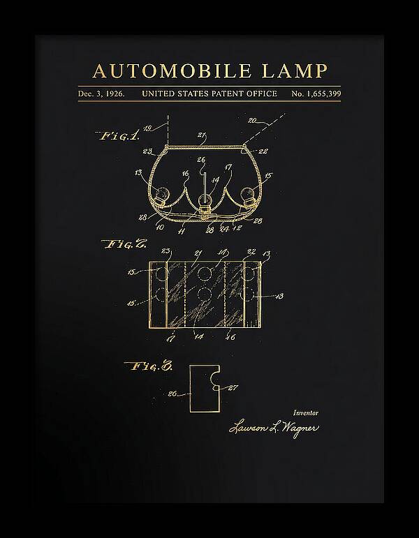 Automobile Lamp Gold Patent Us1655399a