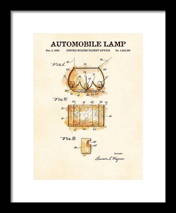 Automobile Lamp Watercolor Patent Us1655399a