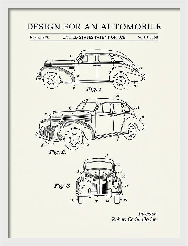 Automobile Minimalist Patent Usd117059s