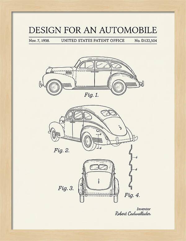 Automobile Minimalist Patent Usd122504s