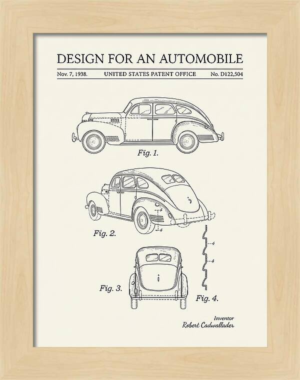 Automobile Minimalist Patent Usd122504s