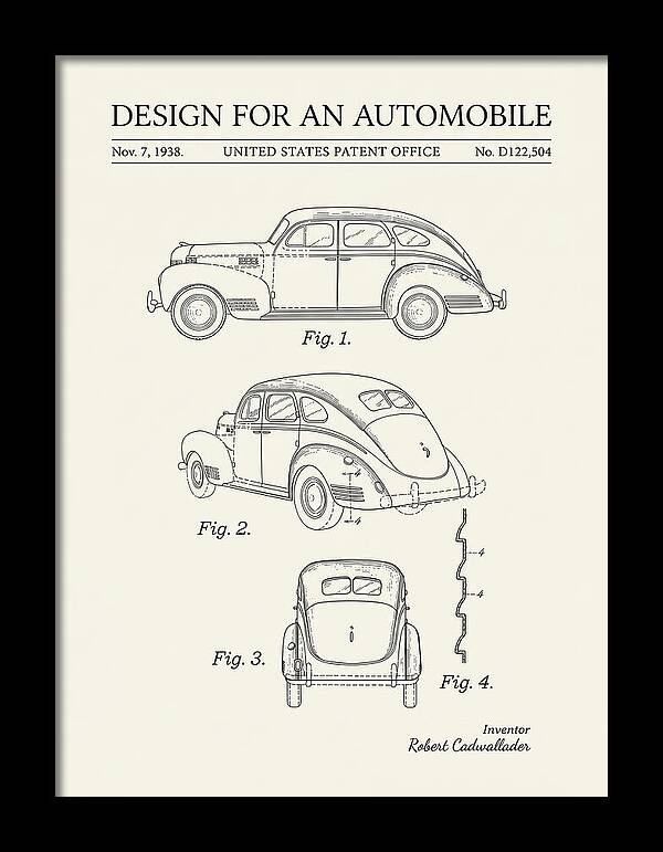 Automobile Minimalist Patent Usd122504s
