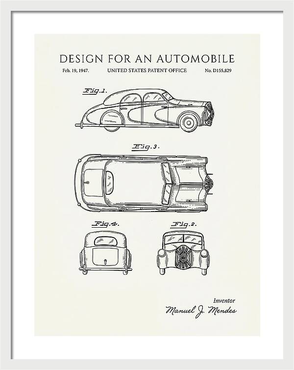Automobile Minimalist Patent Usd155829s