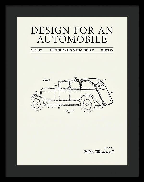 Automobile Minimalist Patent Usd87494s