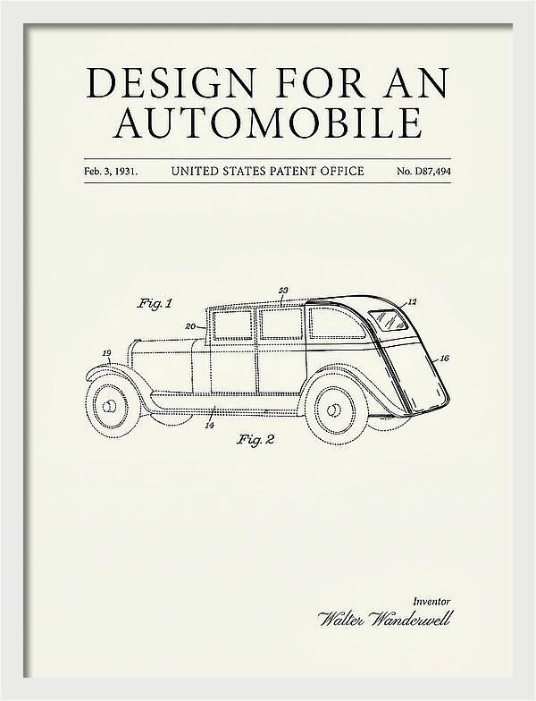 Automobile Minimalist Patent Usd87494s