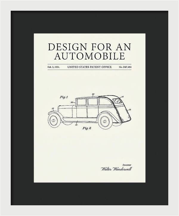 Automobile Minimalist Patent Usd87494s