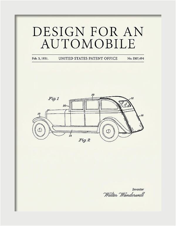 Automobile Minimalist Patent Usd87494s